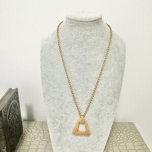 Vintage 60’s 70’s Coventry Door Knocker Brutalist Pendant Gold Tone Necklace